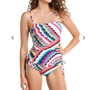 NEW La Blanca Slice Of Paradise Bandeau Tankini Top size 10
